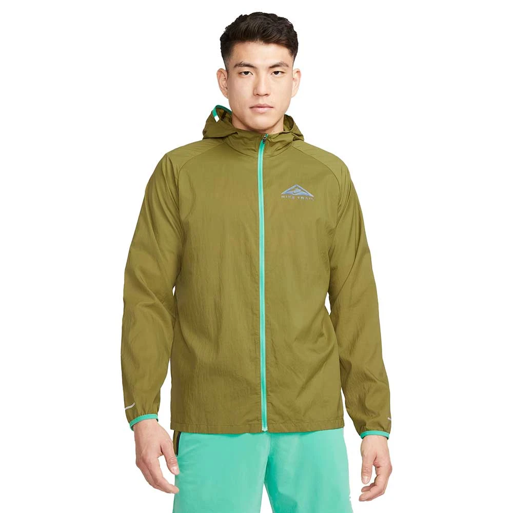Men's Nike Trail Lightweight Jacket - Olive Flak/Spring Green 1 Men's Nike Trail Lightweight Jacket - Olive Flak/Spring Green