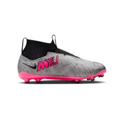 Youth Nike Jr. Zoom Mercurial Superfly 9 Pro XXV FG Soccer Cleats - Metallic Silver/Hyper Pink - Regular (D)