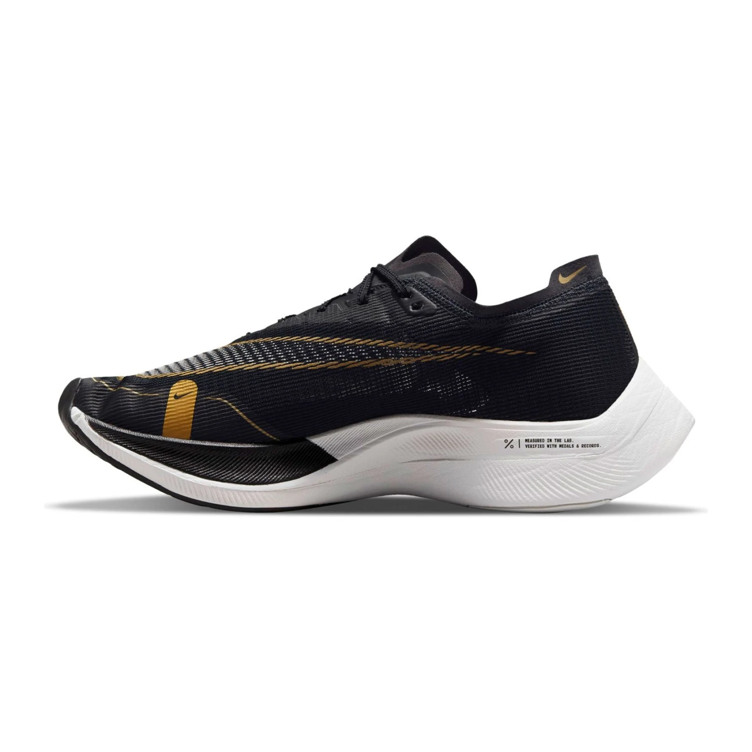 Nike Men's ZoomX Vaporfly Next % 2 Racing Shoe - Black/White/Metallic Gold Coin - Regular (D) 2 Nike Men's ZoomX Vaporfly Next % 2 Racing Shoe - Black/White/Metallic Gold Coin - Regular (D) - Image 2