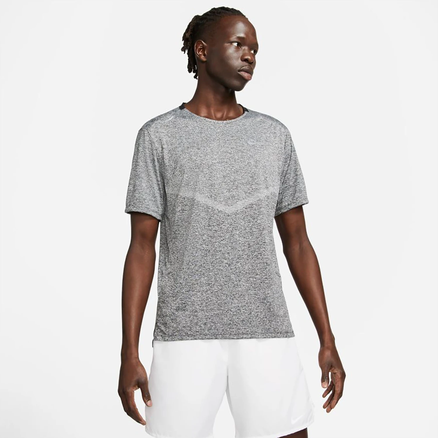 Men's Nike Dri-FIT Rise 365 Short Sleeve Running Top - Black/Heather/Reflective Silver 6 Men's Nike Dri-FIT Rise 365 Short Sleeve Running Top - Black/Heather/Reflective Silver - Image 6