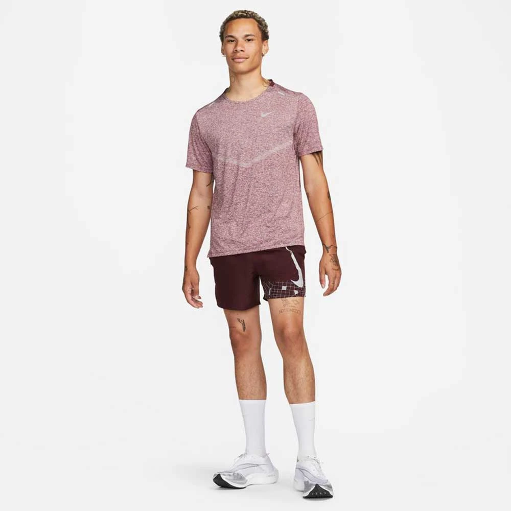 Nike Men's DriFit Rise 365 Short Sleeve - Dark Beetroot 2 Nike Men's DriFit Rise 365 Short Sleeve - Dark Beetroot - Image 2