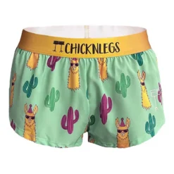 Women's Green Llamas 1.5" Split Short - Green Llamas