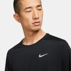 Men's Nike Dri-FIT Miler Long Sleeve Running Top - Black/Reflective Silver -Patagonia Shop DD4576 010 PHSYM001 2000