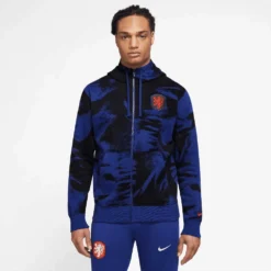 Nike Men's KNVB Club Fleece Hoodie - Black/Royal Blue