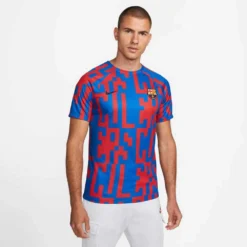 Nike Men's FCB Dri-FIT Short Sleeve Home Pre-Match Soccer Top- Signal/Blue