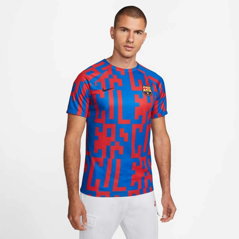 Nike Men's FCB Dri-FIT Short Sleeve Home Pre-Match Soccer Top- Signal/Blue 1 Nike Men's FCB Dri-FIT Short Sleeve Home Pre-Match Soccer Top- Signal/Blue