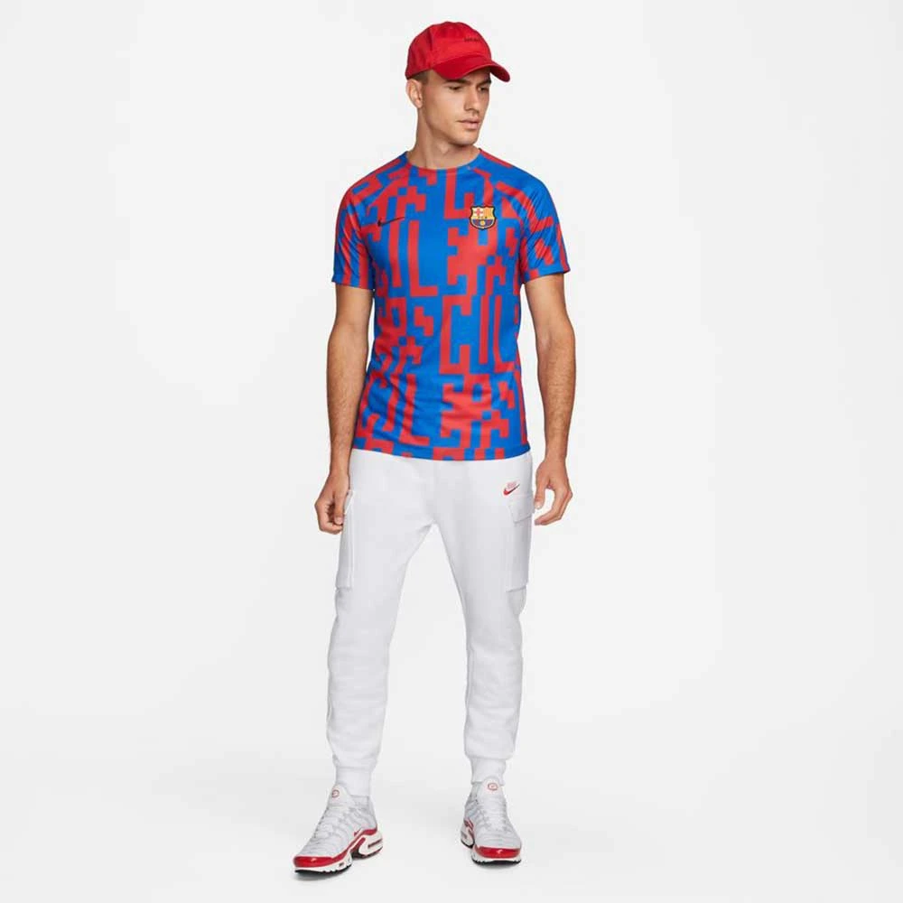 Nike Men's FCB Dri-FIT Short Sleeve Home Pre-Match Soccer Top- Signal/Blue 4 Nike Men's FCB Dri-FIT Short Sleeve Home Pre-Match Soccer Top- Signal/Blue - Image 4
