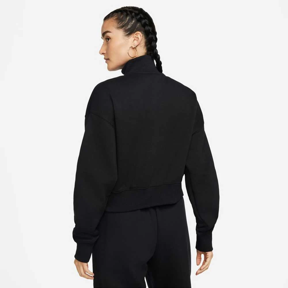 Nike Women's Fleece Quarter Zip Crop - Black/Sail 2 Nike Women's Fleece Quarter Zip Crop - Black/Sail - Image 2