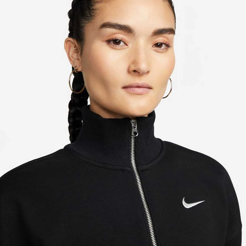 Nike Women's Fleece Quarter Zip Crop - Black/Sail 3 Nike Women's Fleece Quarter Zip Crop - Black/Sail - Image 3
