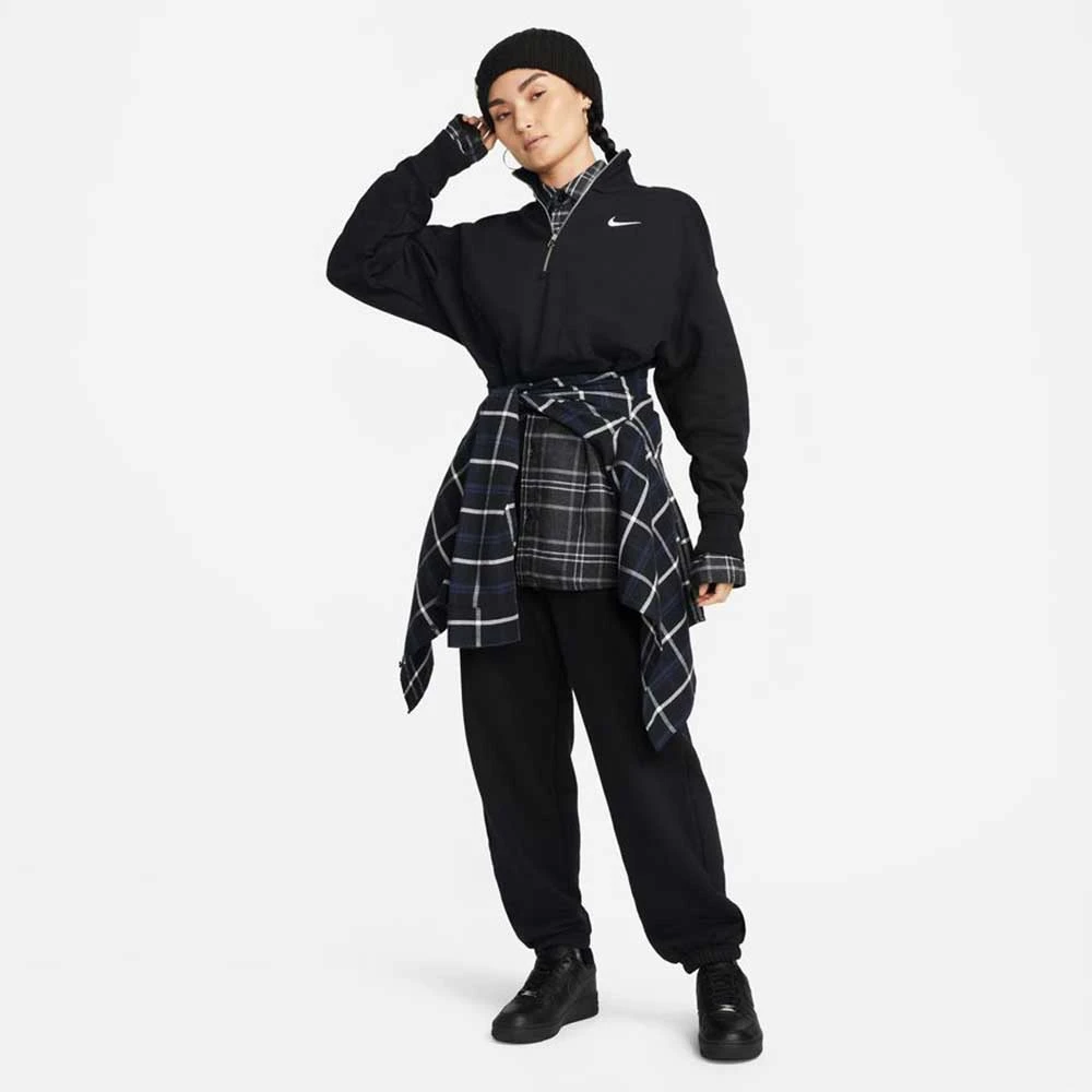 Nike Women's Fleece Quarter Zip Crop - Black/Sail 7 Nike Women's Fleece Quarter Zip Crop - Black/Sail - Image 7