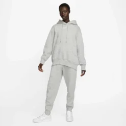 Nike Women's Fleece Oversized Pullover Hoodie - Dark Grey Heather/Sail
