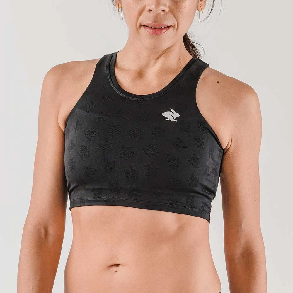 Women's Crop Hop Support & Pocket Bra - Black 1 Women's Crop Hop Support & Pocket Bra - Black