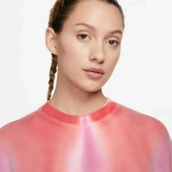 Nike Women's Luxe Cropped Crew-Neck Fleece Sweatshirt - Picante Red/Multi -Patagonia Shop DV9185 633 PHSYM001