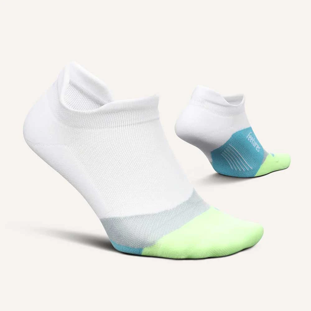 Feetures Unisex Elite Ultra Light No Show Tab - White Lime 2 Feetures Unisex Elite Ultra Light No Show Tab - White Lime - Image 2