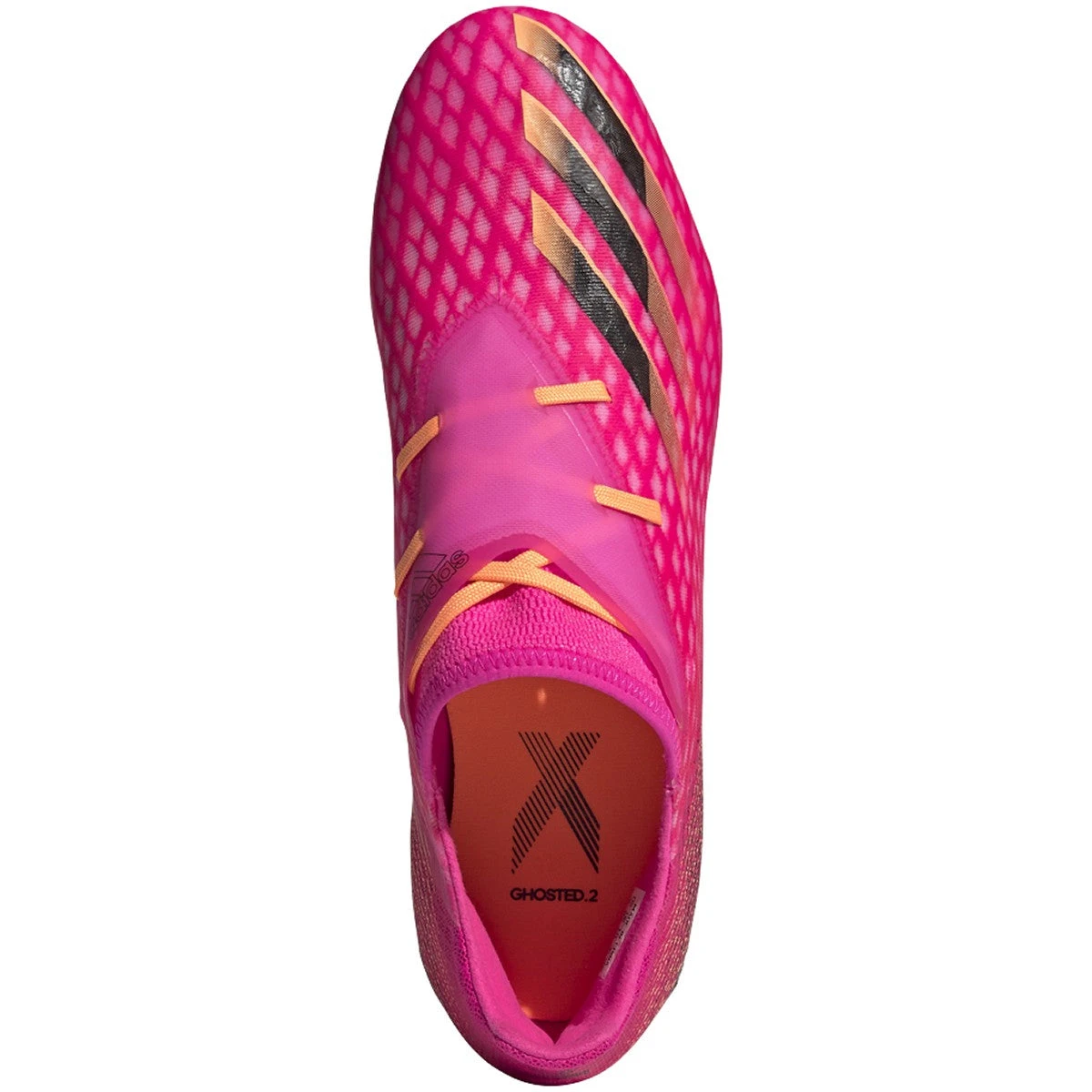 ADIDAS Unisex X Ghosted .2 FG Soccer Shoes - Shock Pink/Core Black/Screaming Orange 2 ADIDAS Unisex X Ghosted .2 FG Soccer Shoes - Shock Pink/Core Black/Screaming Orange - Image 2