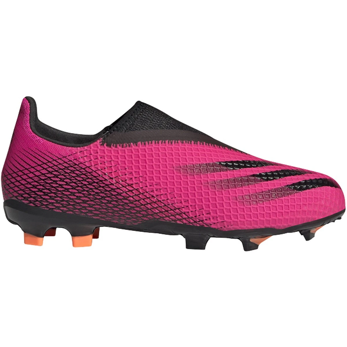 ADIDAS JR X Ghosted .3 Laceless FG Soccer Shoe - Shock Pink/Core Black/Screaming Orange 1 ADIDAS JR X Ghosted .3 Laceless FG Soccer Shoe - Shock Pink/Core Black/Screaming Orange