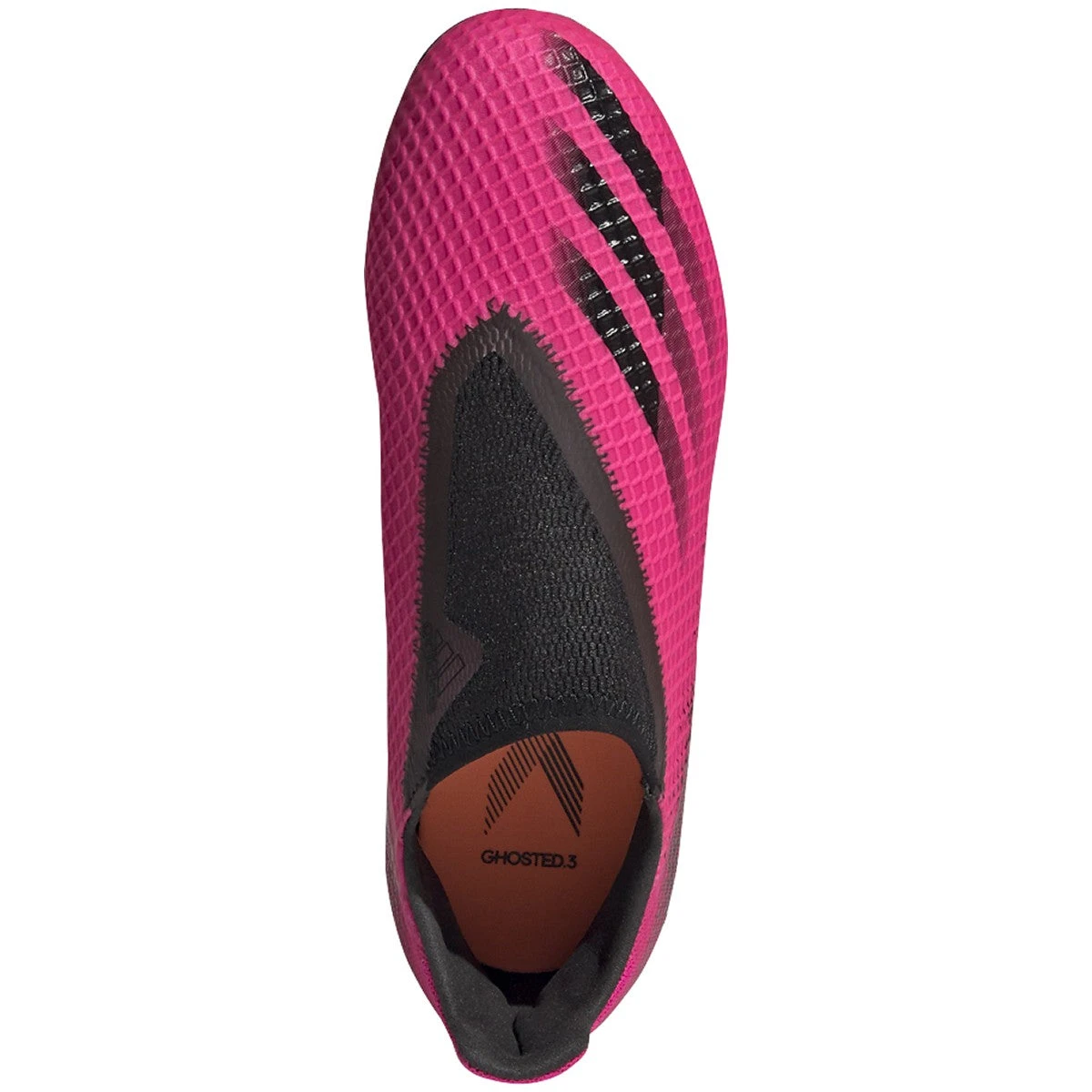 ADIDAS JR X Ghosted .3 Laceless FG Soccer Shoe - Shock Pink/Core Black/Screaming Orange 2 ADIDAS JR X Ghosted .3 Laceless FG Soccer Shoe - Shock Pink/Core Black/Screaming Orange - Image 2