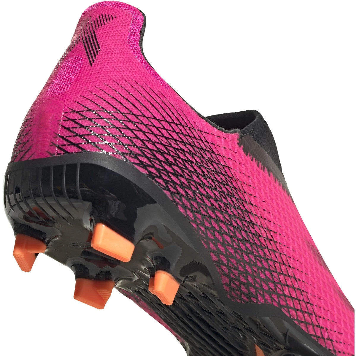 ADIDAS JR X Ghosted .3 Laceless FG Soccer Shoe - Shock Pink/Core Black/Screaming Orange 5 ADIDAS JR X Ghosted .3 Laceless FG Soccer Shoe - Shock Pink/Core Black/Screaming Orange - Image 5