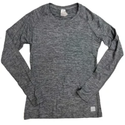 Women's Performance Tech Long Sleeve - Heather Gray/Light Gray Woven Gazelle Patch