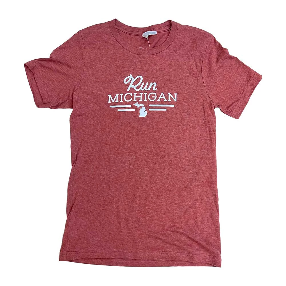 Unisex Classic Run Michigan Triblend Short Sleeve Tee - Clay/White 1 Unisex Classic Run Michigan Triblend Short Sleeve Tee - Clay/White
