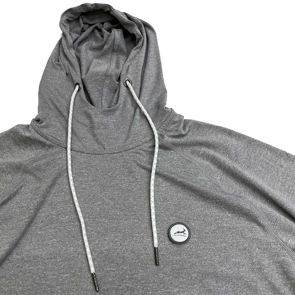 Men's Performance Tech Hoodie - Heather Classic Gray/Dark Gray Embroidered Gazelle Patch 2 Men's Performance Tech Hoodie - Heather Classic Gray/Dark Gray Embroidered Gazelle Patch - Image 2