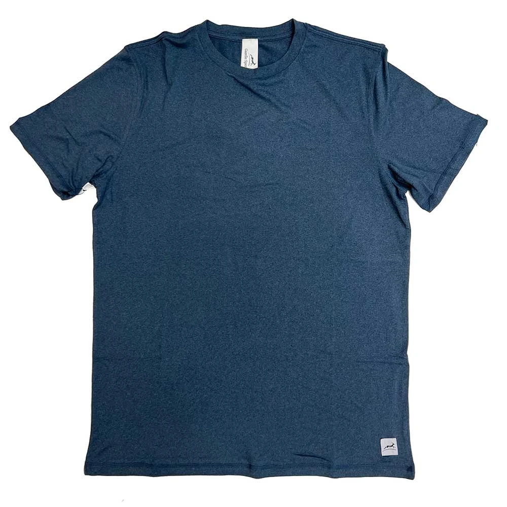 Men's Performance Tech Short Sleeve - Heather Navy/Dark Gray Woven Gazelle Patch 1 Men's Performance Tech Short Sleeve - Heather Navy/Dark Gray Woven Gazelle Patch