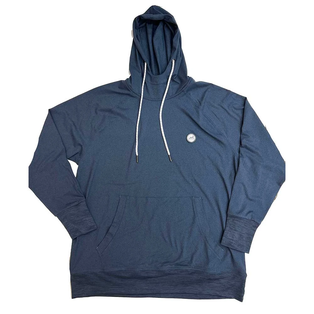 Men's Performance Tech Hoodie - Heather Navy/Dark Gray Embroidered Gazelle Patch 1 Men's Performance Tech Hoodie - Heather Navy/Dark Gray Embroidered Gazelle Patch