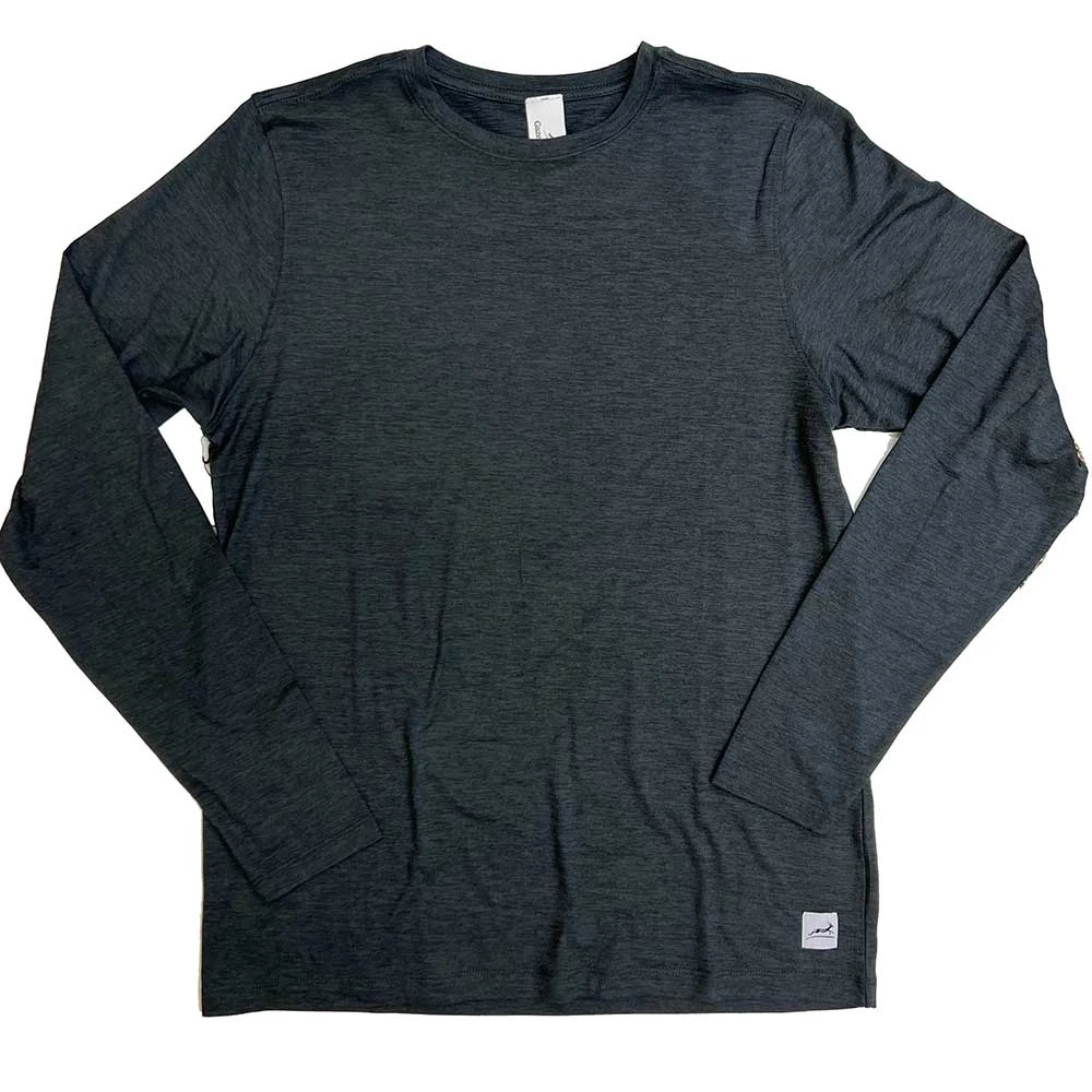 Men's Performance Tech Long Sleeve - Heather Black/Dark Gray Woven Gazelle Patch 1 Men's Performance Tech Long Sleeve - Heather Black/Dark Gray Woven Gazelle Patch
