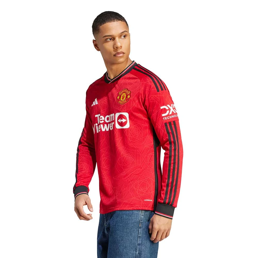 ADIDAS Men's Manchester United 23/24 Home Long Sleeve Jersey - Team Collegiate Red 3 ADIDAS Men's Manchester United 23/24 Home Long Sleeve Jersey - Team Collegiate Red - Image 3