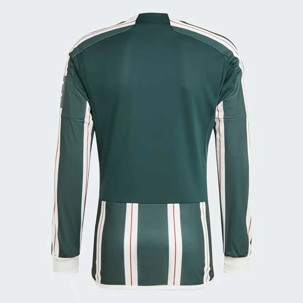 ADIDAS Men's Manchester United 23/24 Long Sleeve Away Jersey - Green Night/ Core White/ Active Maroon 4 ADIDAS Men's Manchester United 23/24 Long Sleeve Away Jersey - Green Night/ Core White/ Active Maroon - Image 4