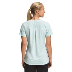 NORTH FACE Women's Dawndream Short-Sleeve- Skylight Blue Heather -Patagonia Shop NF0A7WY4 N94 back