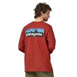 Patagonia Men's Long-Sleeved P-6 Logo Responsibili-Tee - Burl Red -Patagonia Shop POS WBF23 38518 BURD AXL2