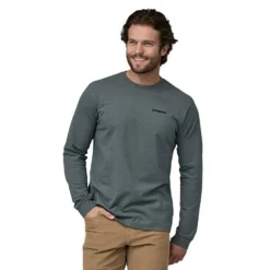 Patagonia Men's Long-Sleeved P-6 Logo Responsibili-Tee - Nouveau Green -Patagonia Shop POS WBF23 38518 NUVG JF1