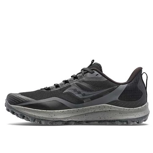 Saucony Men's Peregrine 12 Trail Running Shoe - Black/Charcoal - Regular (D) 2 Saucony Men's Peregrine 12 Trail Running Shoe - Black/Charcoal - Regular (D) - Image 2