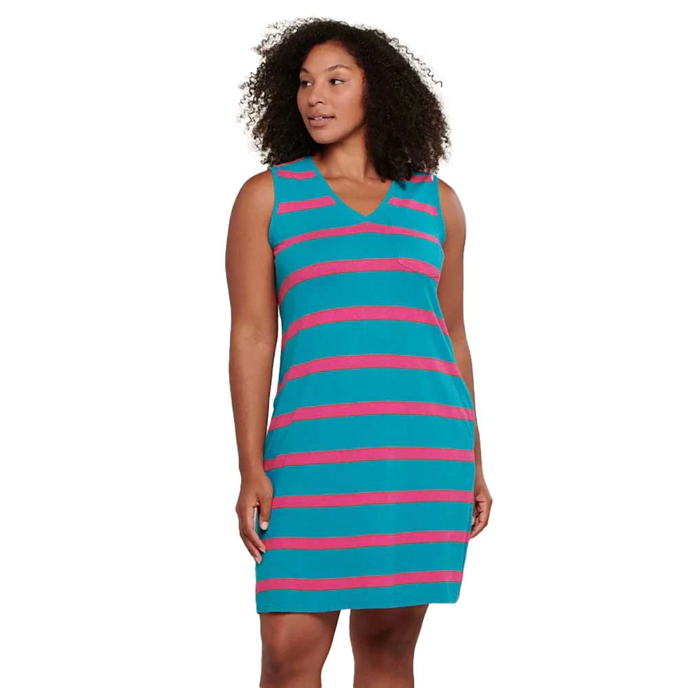Women's Grom Tank Dress - Curacao Wide Stripe 1 Women's Grom Tank Dress - Curacao Wide Stripe