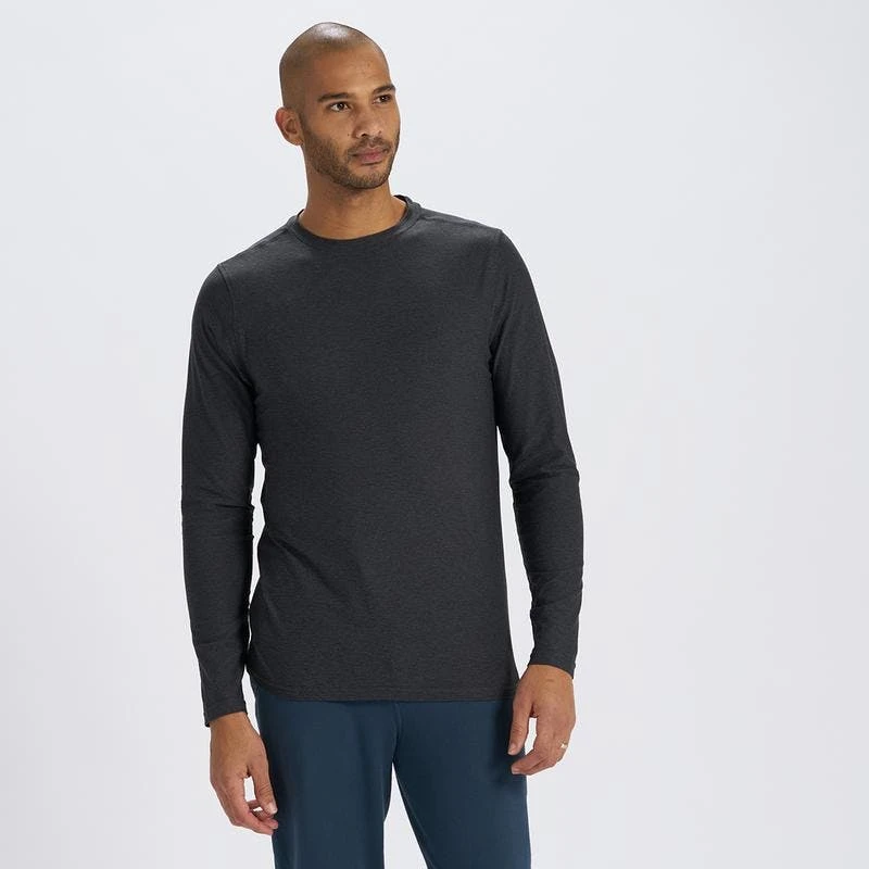 Vuori Men's Long Sleeve Strato Tech Tee - Charcoal Heather 2 Vuori Men's Long Sleeve Strato Tech Tee - Charcoal Heather - Image 2