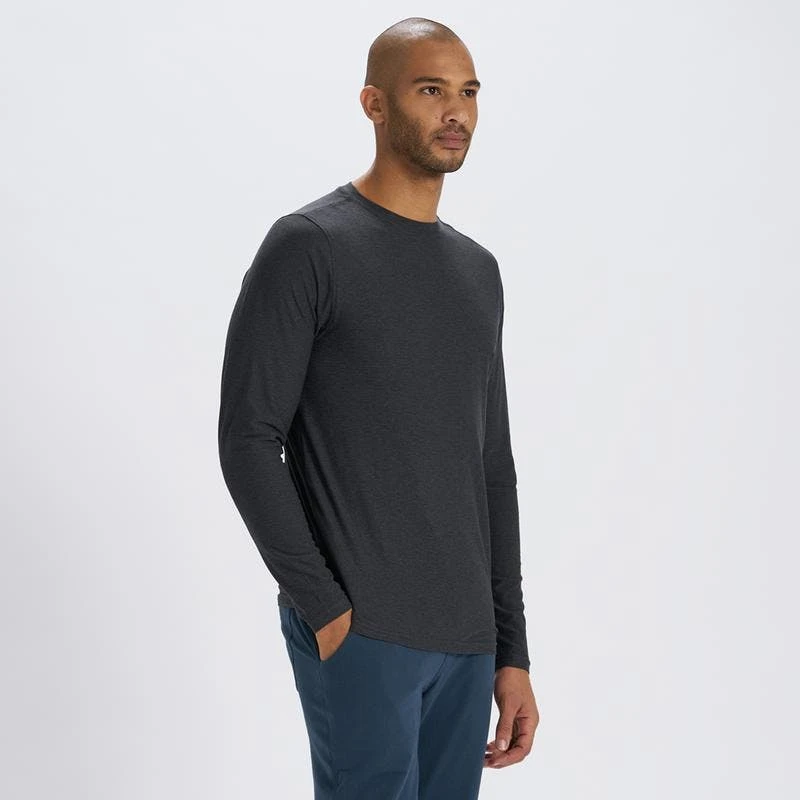 Vuori Men's Long Sleeve Strato Tech Tee - Charcoal Heather 3 Vuori Men's Long Sleeve Strato Tech Tee - Charcoal Heather - Image 3