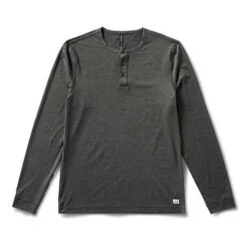 Vuori Men's Long Sleeve Ease Performance Henley - Charcoal Heather
