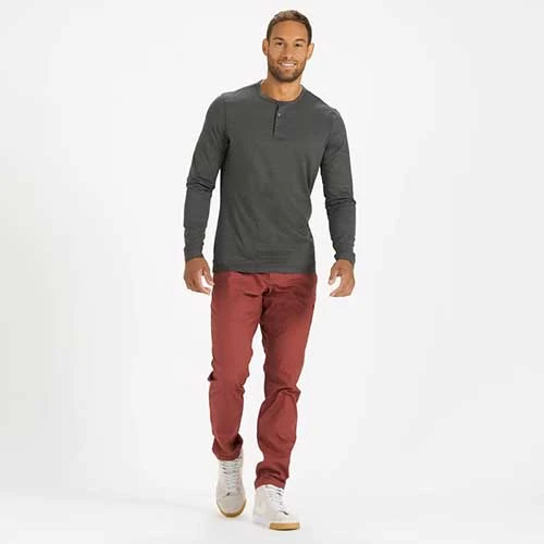 Vuori Men's Long Sleeve Ease Performance Henley - Charcoal Heather 4 Vuori Men's Long Sleeve Ease Performance Henley - Charcoal Heather - Image 4