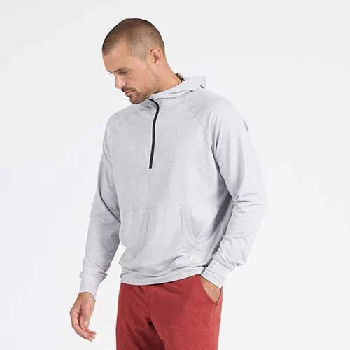 Vuori Men's Ponto Performance 1/2 Zip Hoodie - Platinum Heather 4 Vuori Men's Ponto Performance 1/2 Zip Hoodie - Platinum Heather - Image 4