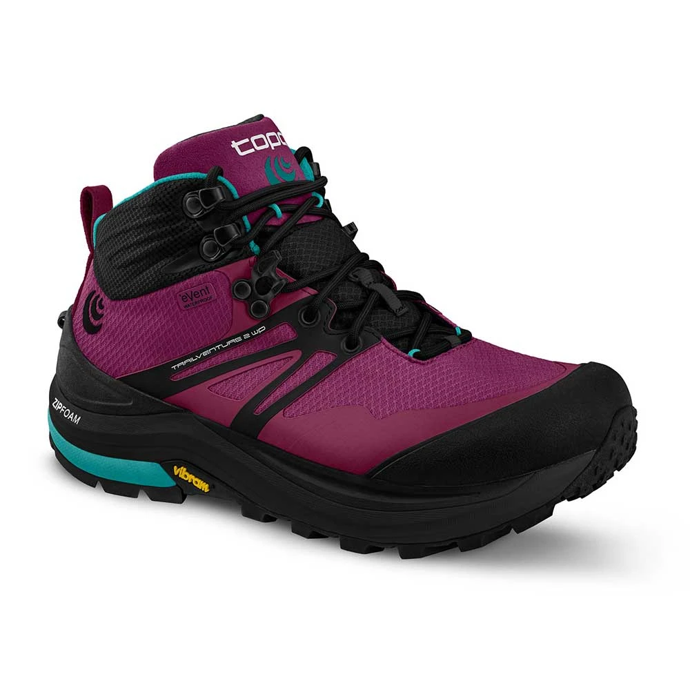 Topo Athletic Women's Trailventure 2 Waterproof Hiking Boot- Raspberry/Black - Regular (B) 2 Topo Athletic Women's Trailventure 2 Waterproof Hiking Boot- Raspberry/Black - Regular (B) - Image 2