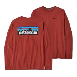 Patagonia Men's Long-Sleeved P-6 Logo Responsibili-Tee - Burl Red