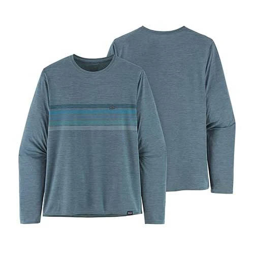 Patagonia Men's Long-Sleeved Capilene Cool Daily Graphic Shirt - Line Logo Ridge Stripe: Light Plume Grey X-Dye 1 Patagonia Men's Long-Sleeved Capilene Cool Daily Graphic Shirt - Line Logo Ridge Stripe: Light Plume Grey X-Dye