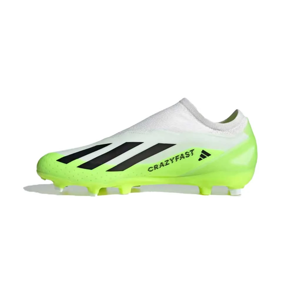 ADIDAS Unisex X Crazyfast .3 Laceless FG Soccer Cleat - Cloud White / Core Black / Lucid Lemon- Regular (D) 3 ADIDAS Unisex X Crazyfast .3 Laceless FG Soccer Cleat - Cloud White / Core Black / Lucid Lemon- Regular (D) - Image 3