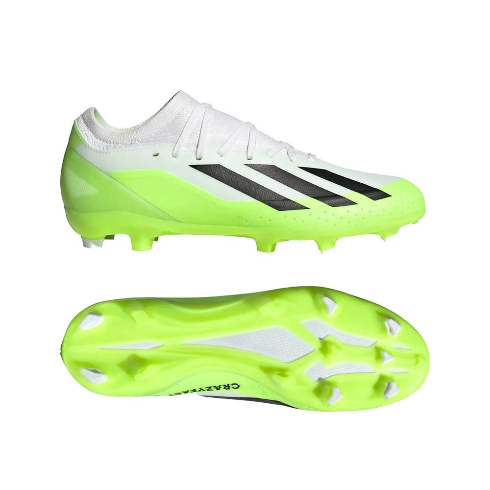 ADIDAS Unisex X Crazyfast .3 FG Cleats- Cloud White / Core Black / Lucid Lemon- Regular (D) 8 ADIDAS Unisex X Crazyfast .3 FG Cleats- Cloud White / Core Black / Lucid Lemon- Regular (D) - Image 8