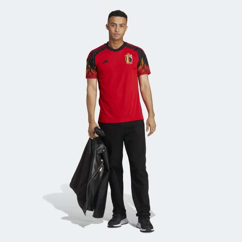 ADIDAS Men's Belgium 2022 Home Jersey - Red/Black 3 ADIDAS Men's Belgium 2022 Home Jersey - Red/Black - Image 3