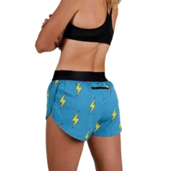 Women's Blue Bolts 1.5" Split Short - Blue Bolts -Patagonia Shop chicknlegs womens blue bolts 1.5 inch split running shorts rear view