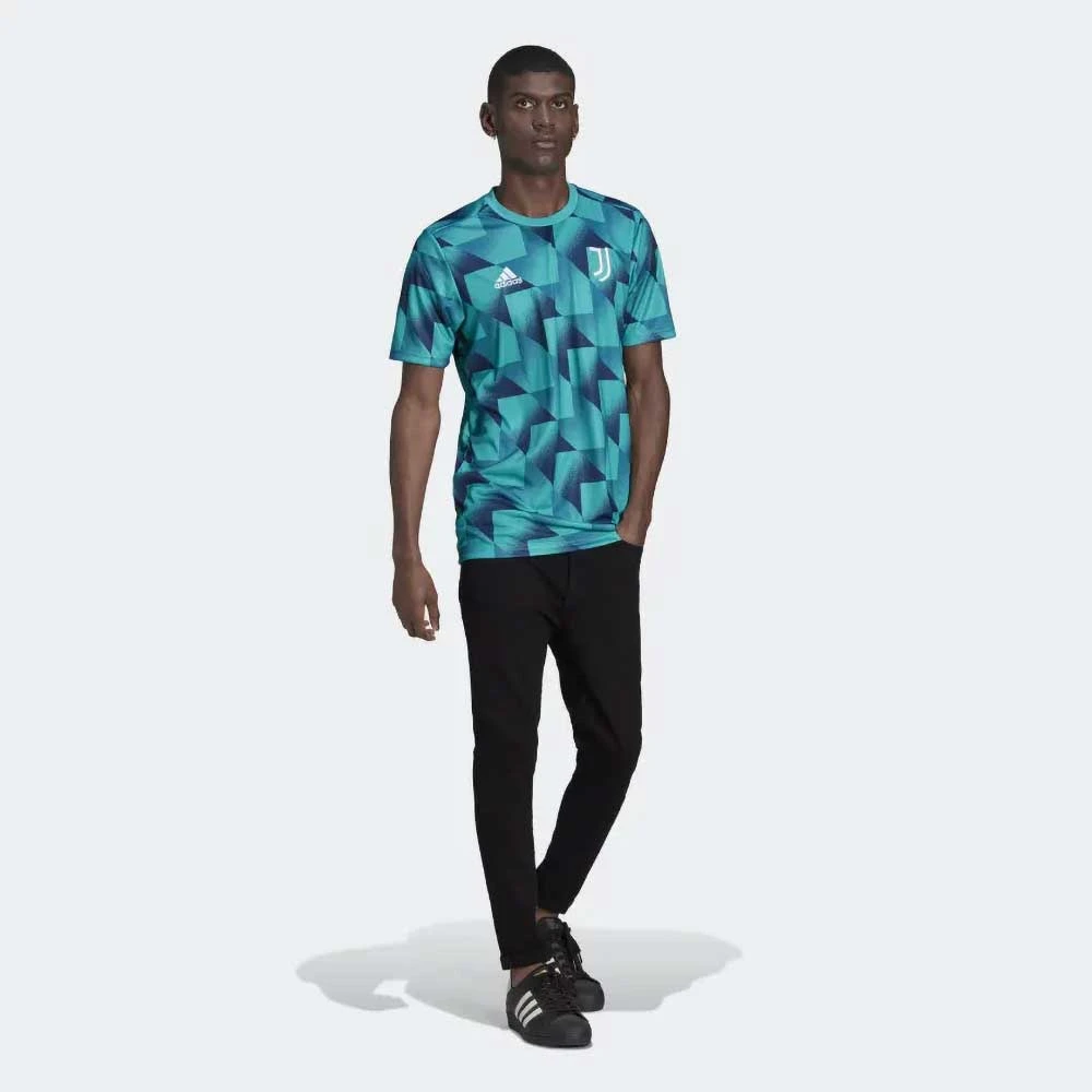 ADIDAS Men's Juventus 22/23 Pre Match Shirt - Hi-Res Aqua/Active Teal 3 ADIDAS Men's Juventus 22/23 Pre Match Shirt - Hi-Res Aqua/Active Teal - Image 3
