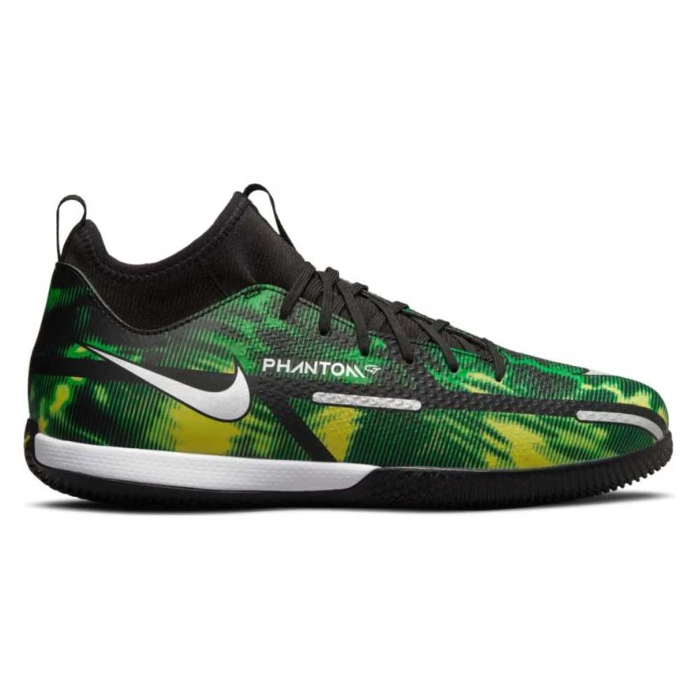 JR Nike Phantom GT2 DF SW IC Soccer Shoe - Black/Mtlc Platinum/Green Strike 1 JR Nike Phantom GT2 DF SW IC Soccer Shoe - Black/Mtlc Platinum/Green Strike