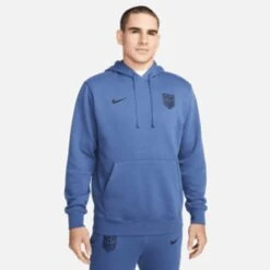 Nike Men's USA Club Fleece Pullover Soccer Hoodie- Mystic Navy/Black